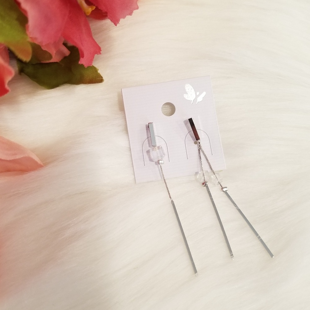 NEW asymmetrical bar drop earrings - Picture 2 of 2